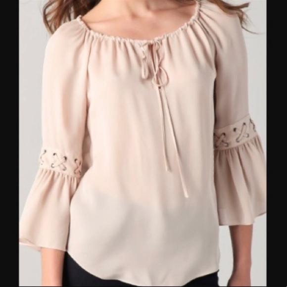 Haute Hippie Pink Peasant Top with Eyelets Medium - Picture 9 of 11